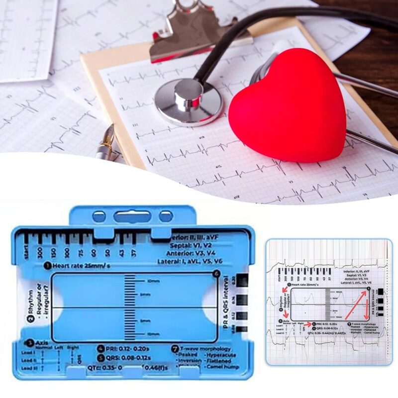 ECG/EKG 7 Step Ruler Card Portable ECG-Interpretation