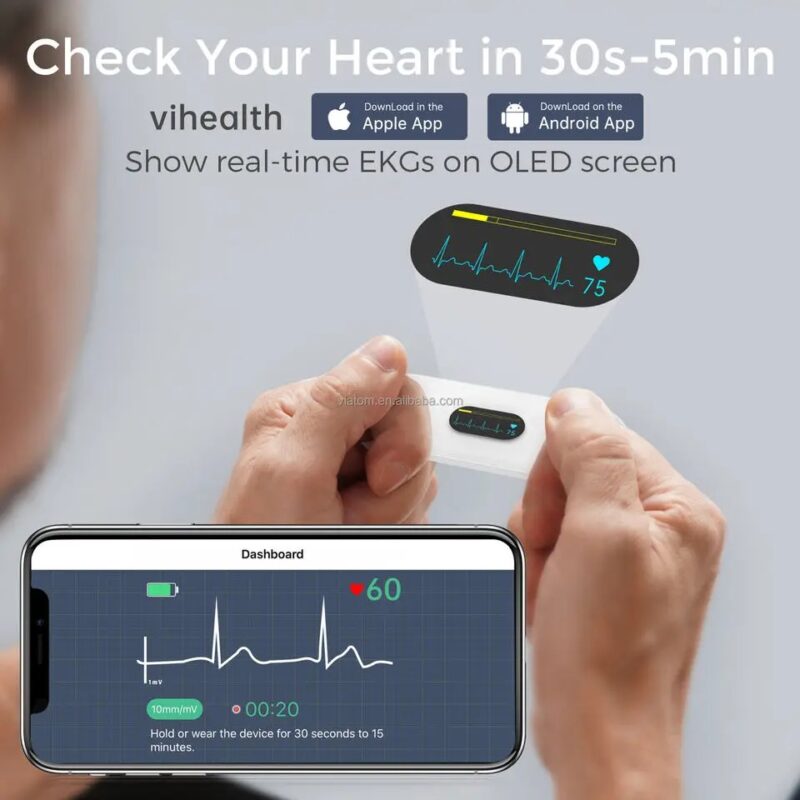 Pocket ECG Monitoring Device with OLED Screen Bluetooth - Image 2